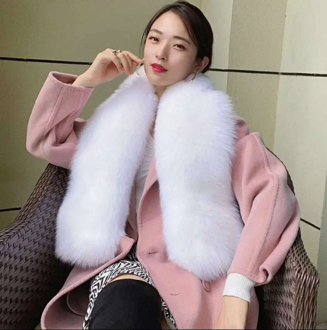 Winter Fox Fur Scarf Long Fur Collar Silver Fox Real Fur Shawl Russian Scarfs For Ladies Neck Luxury Fashion Scarves Womens - KIMLUD