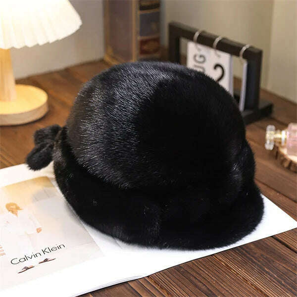 KIMLUD, Winter Hat Women Russian Mink Fur Hat Women Outdoor Winter Hat Earmuff Ski Cap Winter Hat Woman Keep Warm Ladies Fur Hat, black / 54-56 / CHINA | >8Y, KIMLUD APPAREL - Womens Clothes