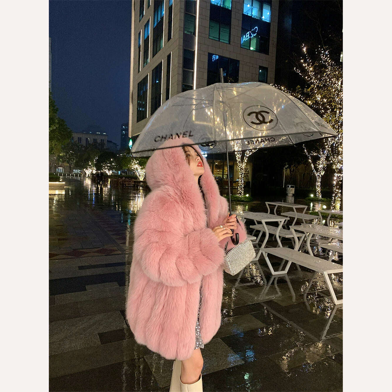 Winter Hooded Fox Fur Long Coat For Women Luxury White Real Fur Coat With Hood Plus Size Jacket With Natural Fur Female - KIMLUD