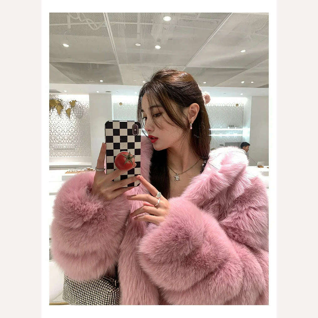 Winter Hooded Fox Fur Long Coat For Women Luxury White Real Fur Coat With Hood Plus Size Jacket With Natural Fur Female - KIMLUD