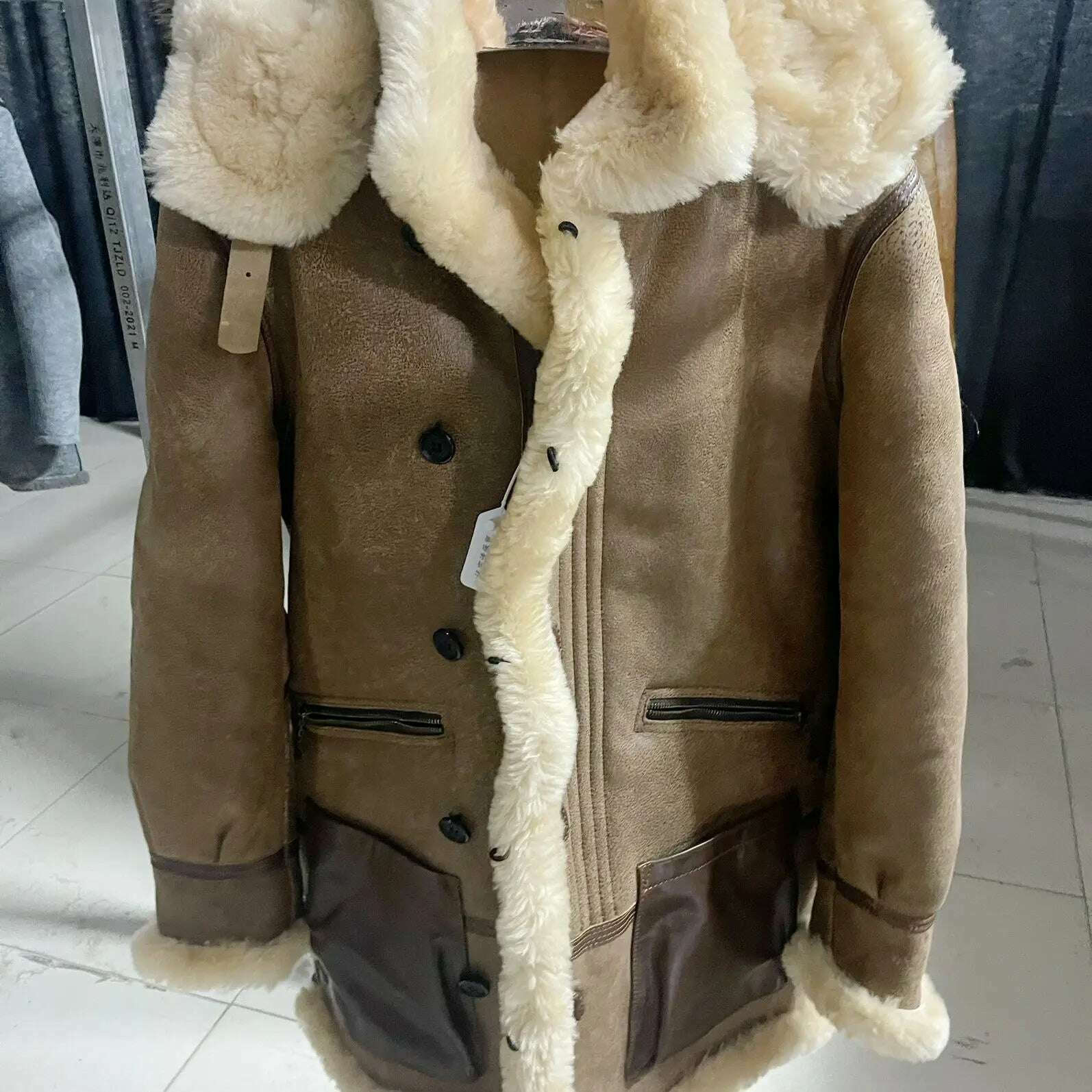 KIMLUD, Winter Men Original Fur Coat Mid-length Thickened Sheepskin Leather Coat Bomber Hooded Wool Lining Warm Snow Men's Clothing, brown / S, KIMLUD APPAREL - Womens Clothes