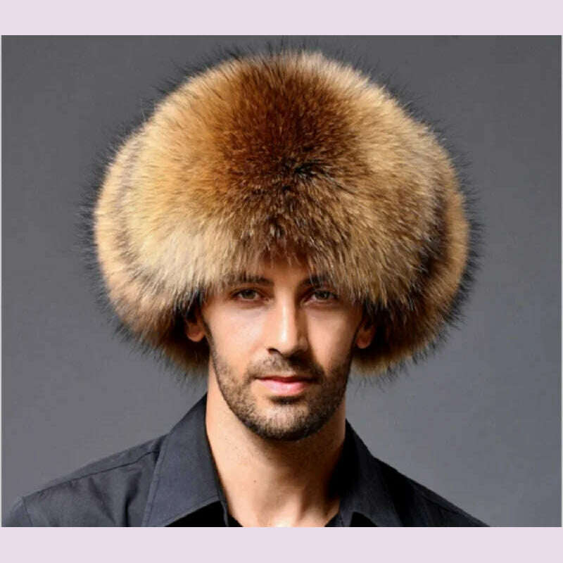 KIMLUD, Winter Men Women Warm Soft Bomber Hats Russian Ushanka Hat with Ear Flap Pu Leather Fur Trapper Cap Earflap, KIMLUD Womens Clothes