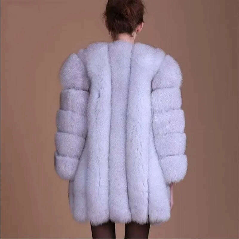 KIMLUD, Winter New Women Faux Fox Fur Coat Large Size 4XL Fashion Luxury Outwear Thicken Warm Fake Casual Furry Fur Jacket Parkas, KIMLUD Womens Clothes