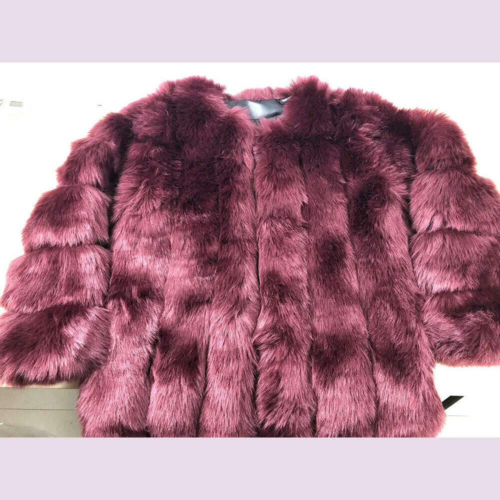 KIMLUD, Winter New Women Faux Fox Fur Coat Large Size 4XL Fashion Luxury Outwear Thicken Warm Fake Casual Furry Fur Jacket Parkas, KIMLUD Womens Clothes