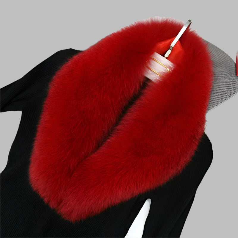 Winter Real Fox Fur Collar Woman Black Natural Fur Scarf Shawl For Women Collars Wraps Neck Warmer Fur Scarves Luxery Scarf Men - KIMLUD