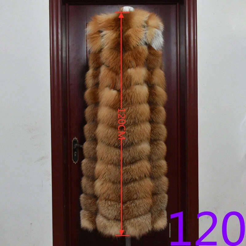 Winter Red Fox Fur Vest Female Real Extended Long Women Red Fox Fur Waistcoat Natural Fox Fur Waistcoat Long Free Shipping - KIMLUD