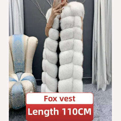 Winter Red Fox Fur Vest Female Real Extended Long Women Red Fox Fur Waistcoat Natural Fox Fur Waistcoat Long Free Shipping - KIMLUD