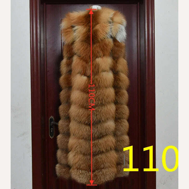 Winter Red Fox Fur Vest Female Real Extended Long Women Red Fox Fur Waistcoat Natural Fox Fur Waistcoat Long Free Shipping - KIMLUD