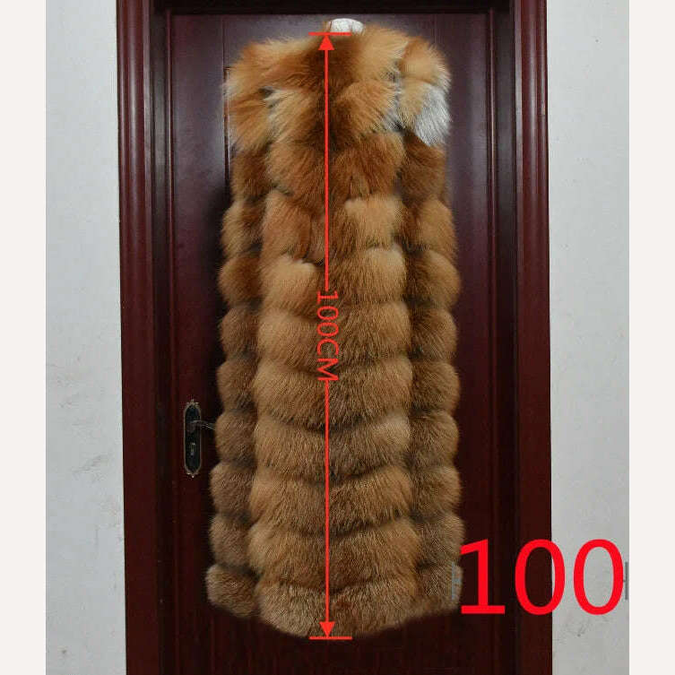 Winter Red Fox Fur Vest Female Real Extended Long Women Red Fox Fur Waistcoat Natural Fox Fur Waistcoat Long Free Shipping - KIMLUD