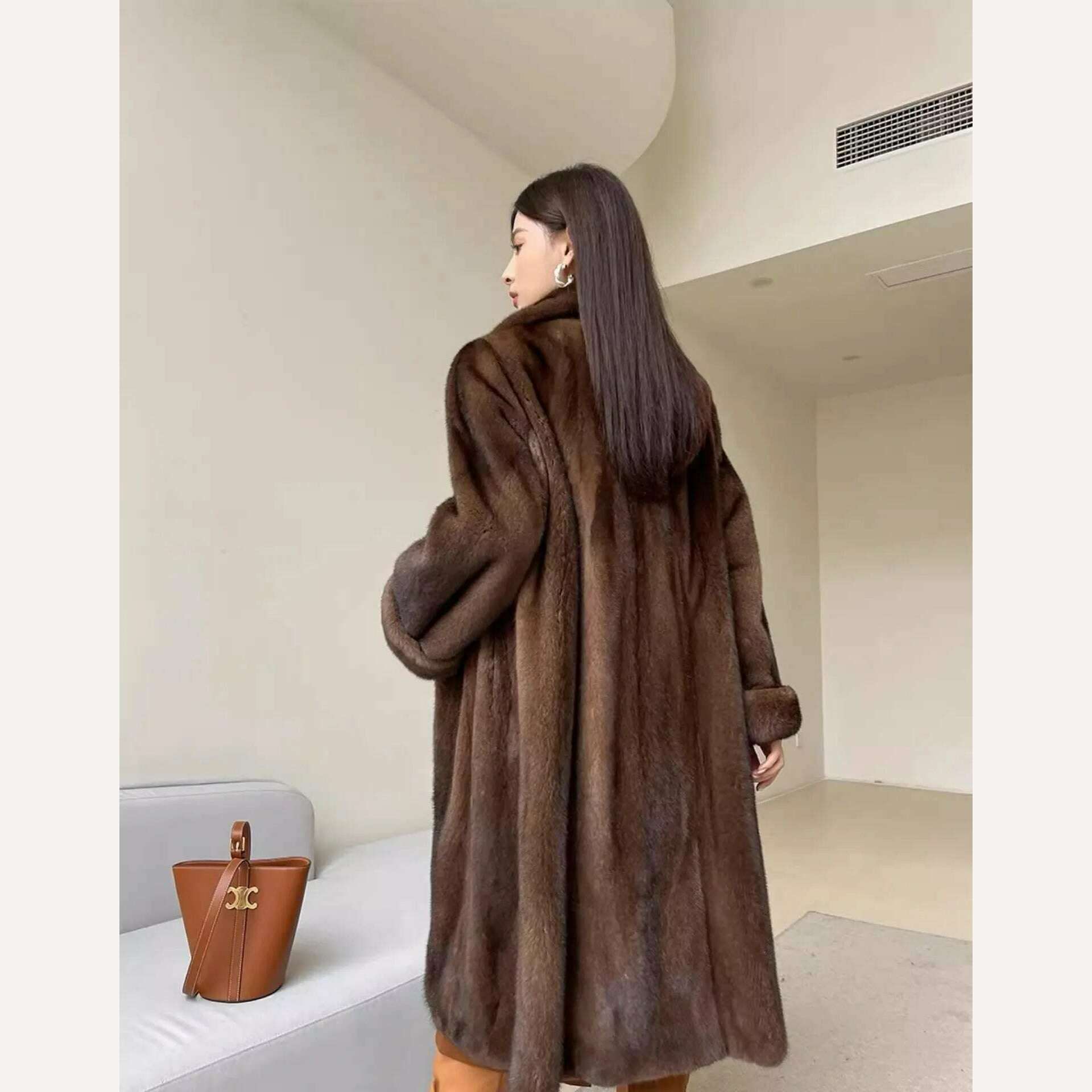 Winter Thick Warm Long Faux Fur Coat Women Long Sleeve Plus Size Luxury High Quality Fur Coat Lapel Tops Loose Winter Jacket - KIMLUD