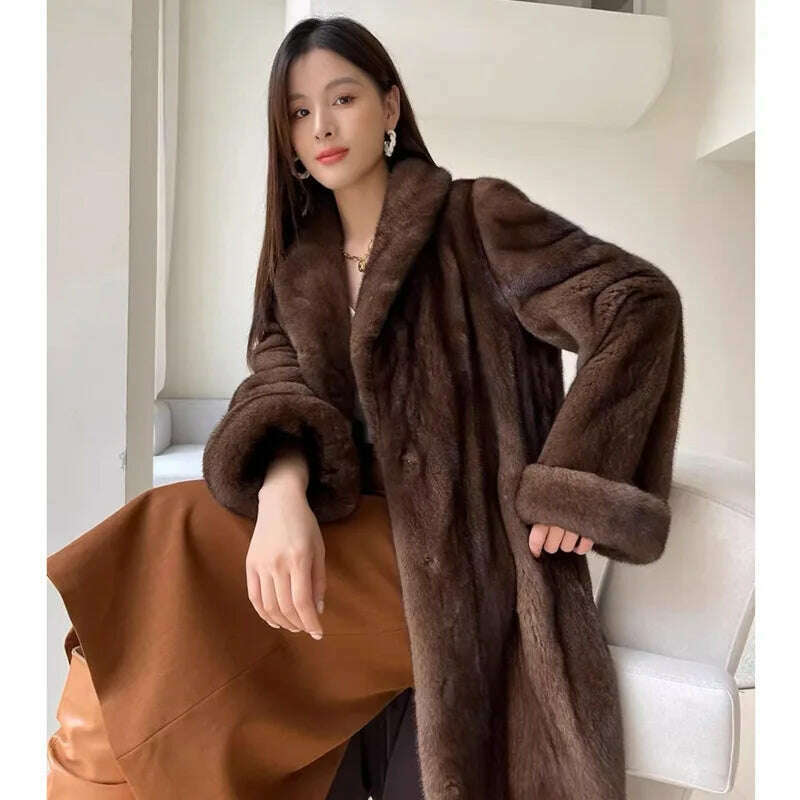 Winter Thick Warm Long Faux Fur Coat Women Long Sleeve Plus Size Luxury High Quality Fur Coat Lapel Tops Loose Winter Jacket - KIMLUD