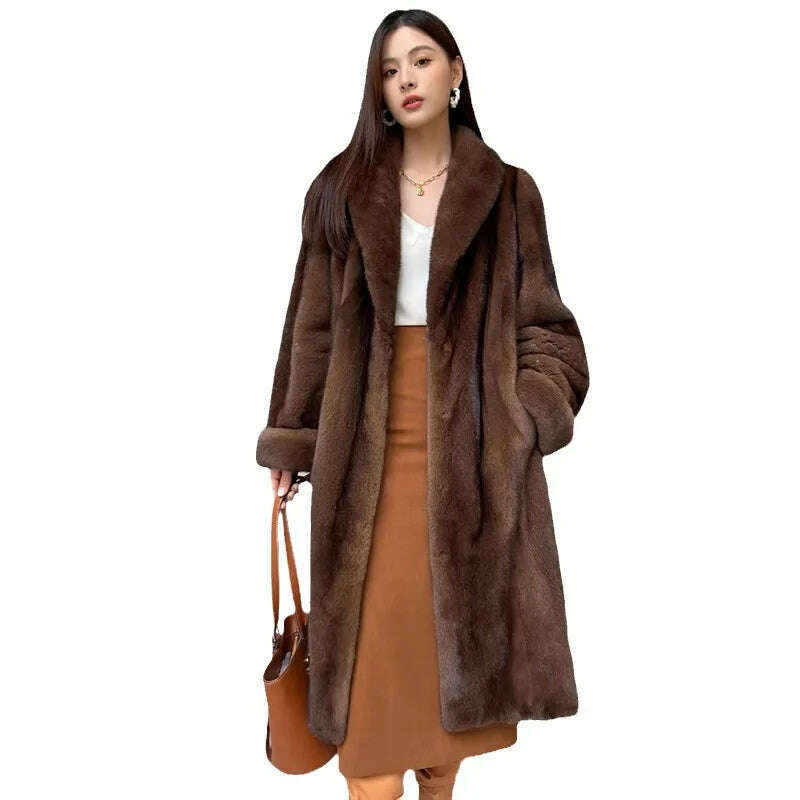 Winter Thick Warm Long Faux Fur Coat Women Long Sleeve Plus Size Luxury High Quality Fur Coat Lapel Tops Loose Winter Jacket - KIMLUD