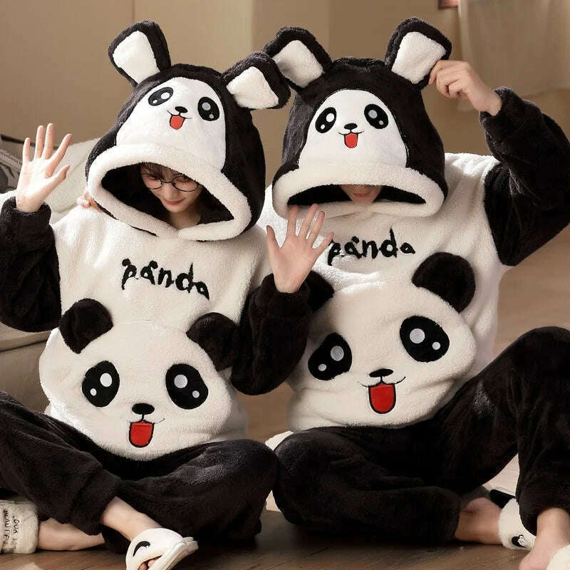 KIMLUD, Winter Thicken Couples Pajamas Sets Sleepwear Adult  Cartoon Cat Kawaii Women Men Anime Pyjamas Korean Hoodie Suits Nightgown, 4413 / WOMEN-M, KIMLUD APPAREL - Womens Clothes