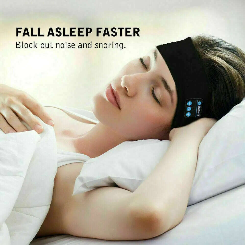 Wireless Bluetooth Earphone Sleeping Running Headband Stereo Earphones Sports Headset Music Hat With Mic Smart Phone Headphone - KIMLUD