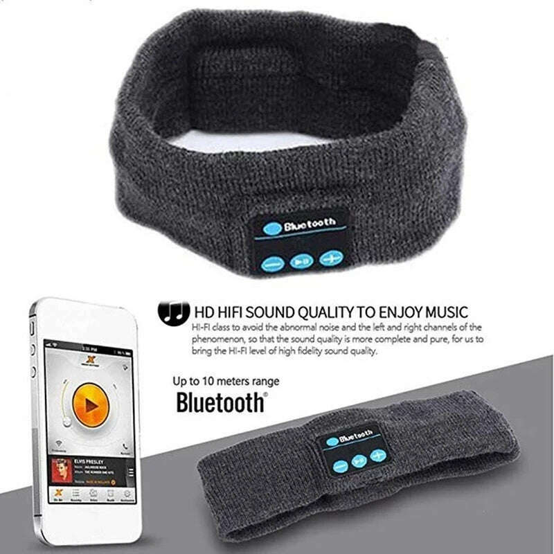 Wireless Bluetooth Earphone Sleeping Running Headband Stereo Earphones Sports Headset Music Hat With Mic Smart Phone Headphone - KIMLUD