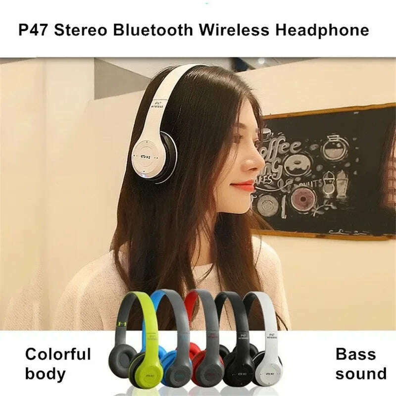 Wireless Headphones 5.0 Bluetooth Earphone Foldable Bass with Memory TF Card For iPhone Xiaomi Sumsamg Phone With Mic Headsets - KIMLUD