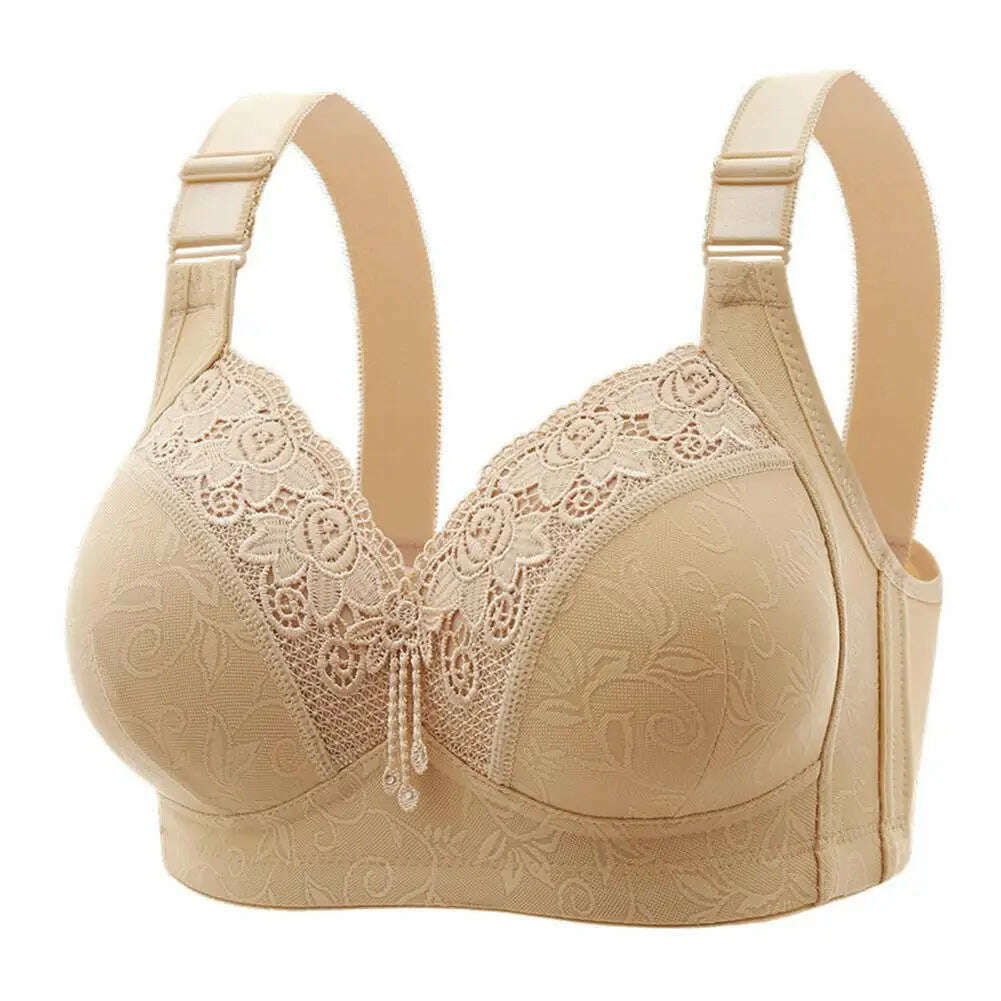 KIMLUD, Wireless Size Bra Women Lace Push-up Bra Wireless Push-up Lace Bra for Size Women Padded B/c Cup Brassiere Luxury Non-steel Ring, Skin / 42C, KIMLUD APPAREL - Womens Clothes