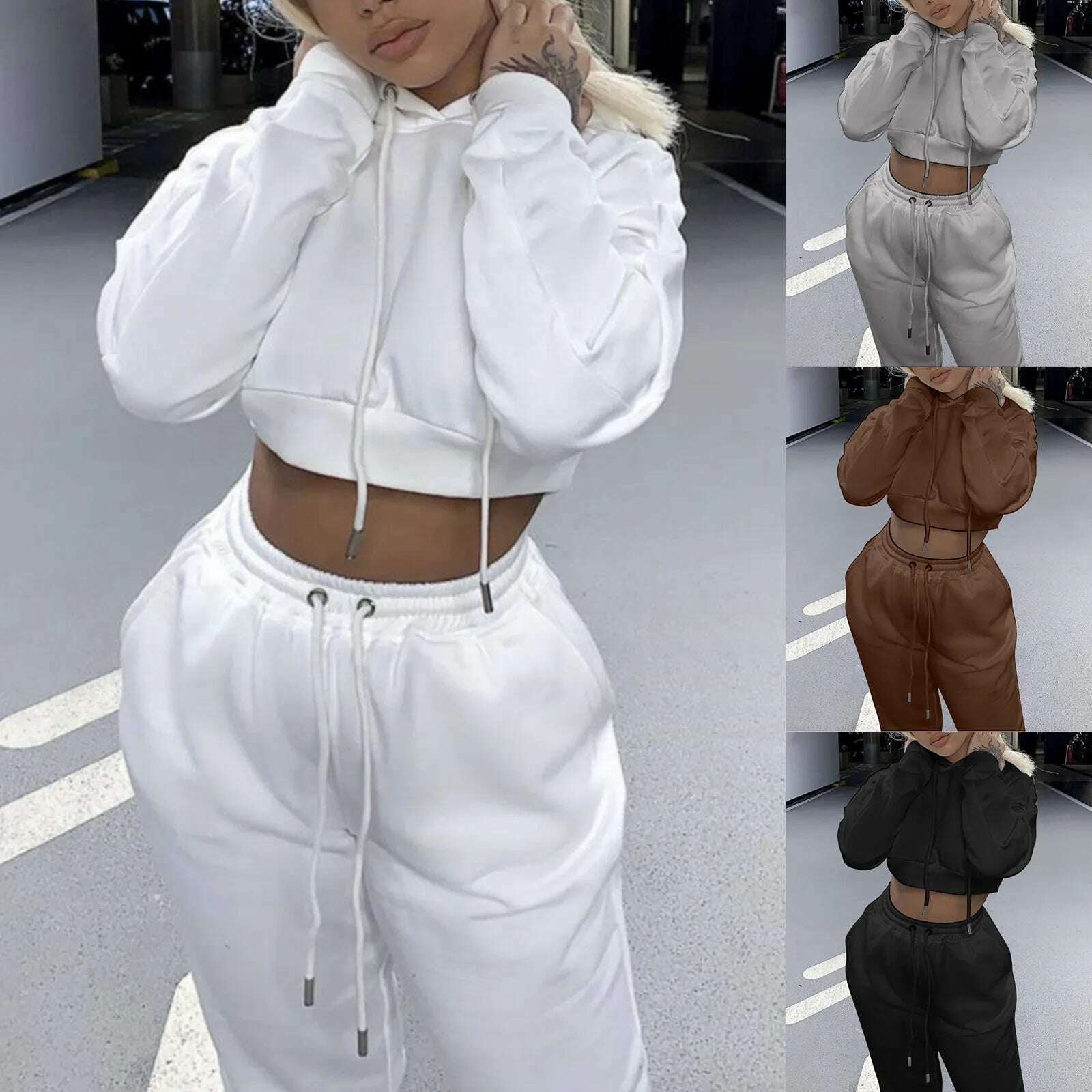 KIMLUD, Women 2 Piece Set Casual Sport Outfits Tracksuit Hoodies Sweatshirt+Sweatpants Jogger Pants 2021 Fashion Winter Sportswear, KIMLUD Womens Clothes