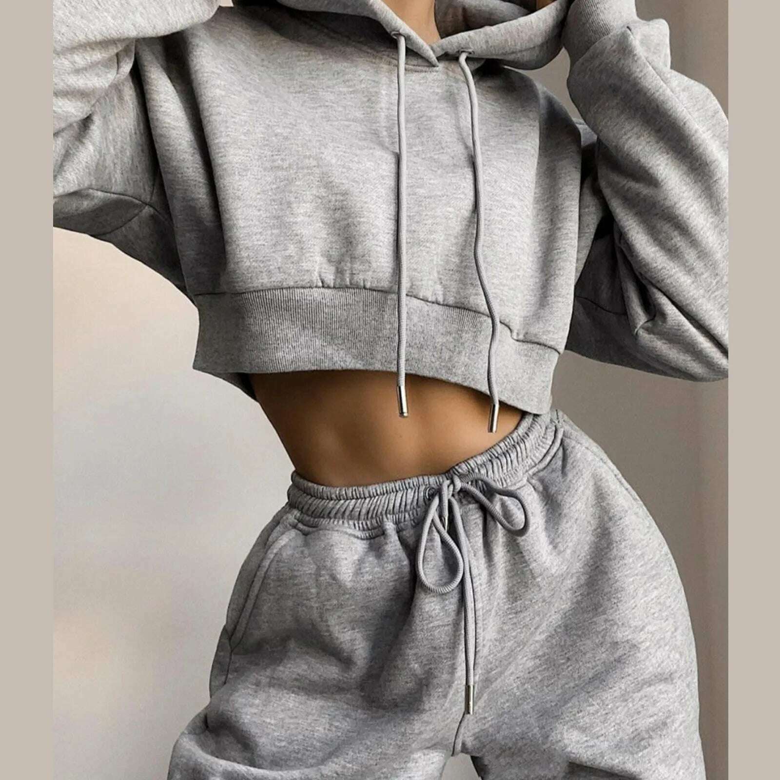 KIMLUD, Women 2 Piece Set Casual Sport Outfits Tracksuit Hoodies Sweatshirt+Sweatpants Jogger Pants 2021 Fashion Winter Sportswear, Grey / XXL, KIMLUD APPAREL - Womens Clothes