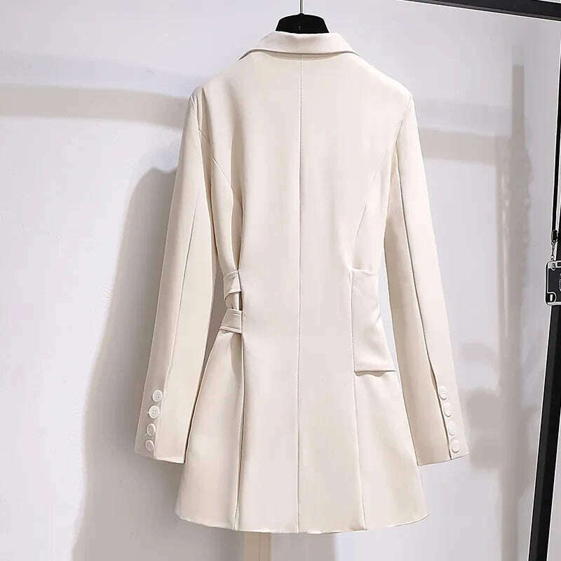 Women Blazer 2023 Autumn Women Clothing Belt Coats Long Sleeve Jacket Women Irregular Suit Dress for Women OL Solid Blazer Femme - KIMLUD