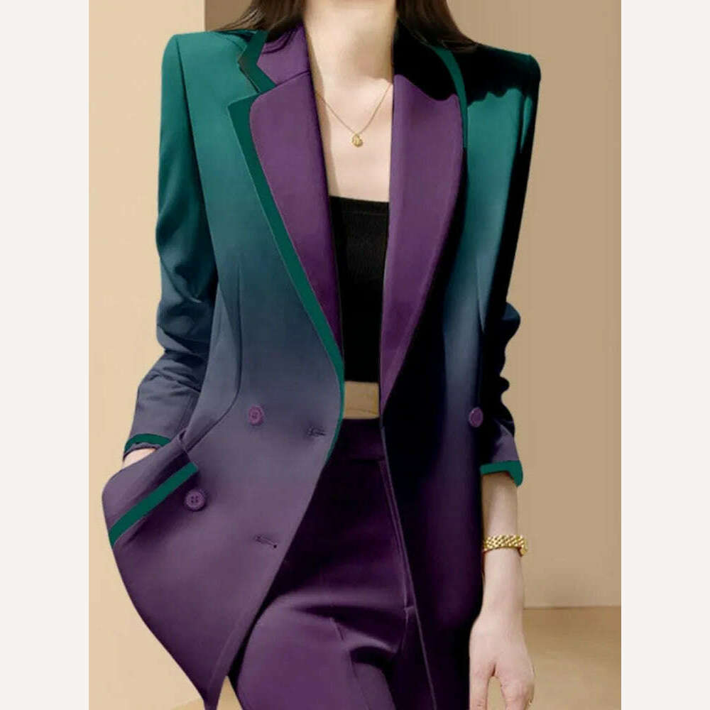 KIMLUD, Women Blazers Elegant Casual Single Breasted Long Sleeve Simple All-match Design Gradient Chic Long Sleeve Blazer New, KIMLUD Womens Clothes