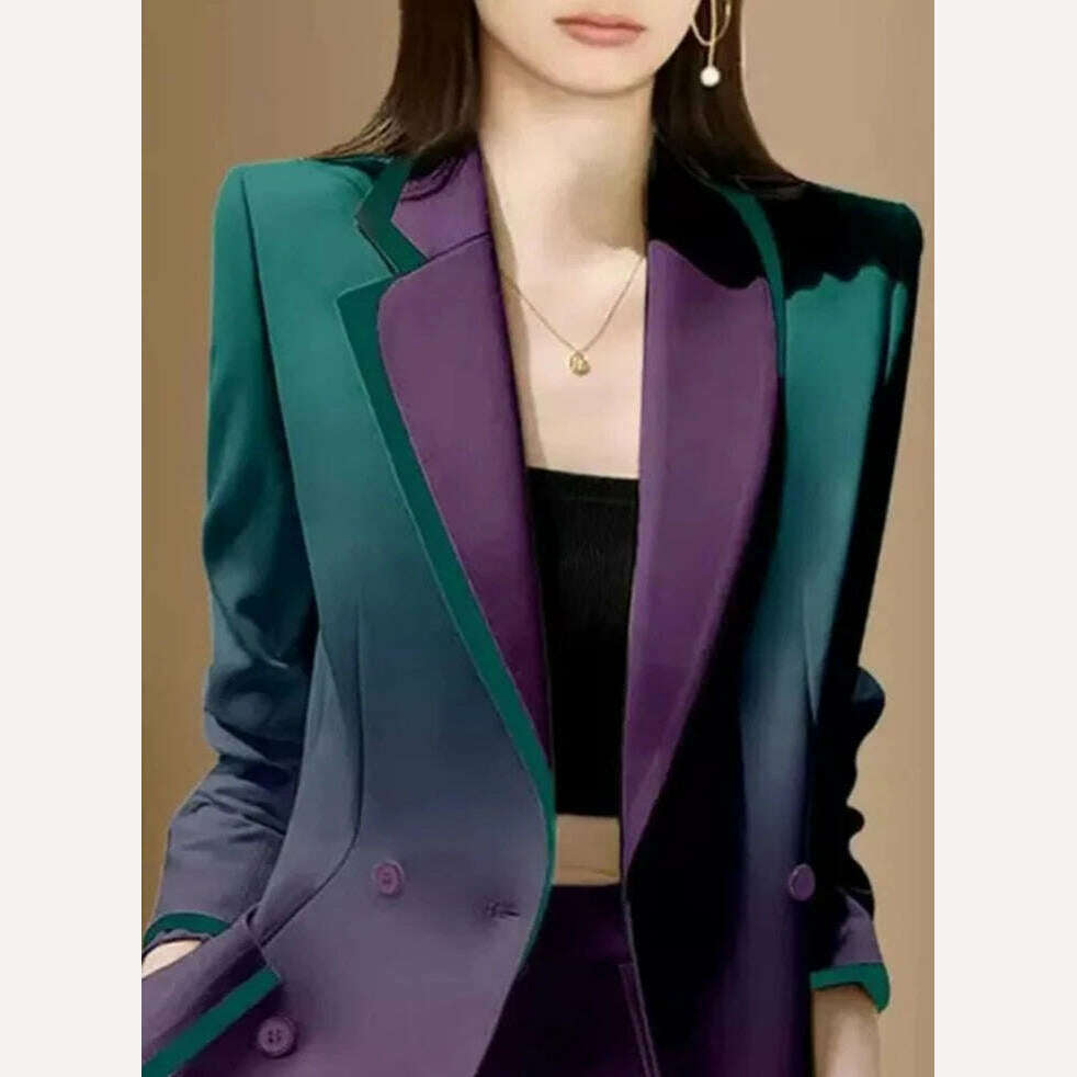 KIMLUD, Women Blazers Elegant Casual Single Breasted Long Sleeve Simple All-match Design Gradient Chic Long Sleeve Blazer New, KIMLUD Womens Clothes