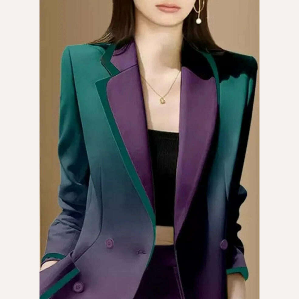 KIMLUD, Women Blazers Elegant Casual Single Breasted Long Sleeve Simple All-match Design Gradient Chic Long Sleeve Blazer New, KIMLUD Womens Clothes