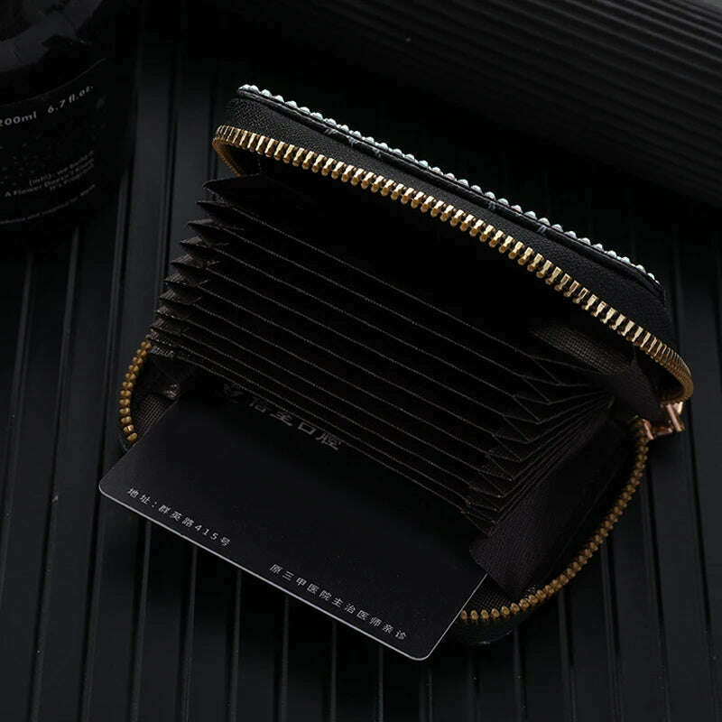 Women Card Storage Bag Stylish Coin Purse Rhinestone Small Wallet for Women Zipper Change Card Holder Wallets - KIMLUD