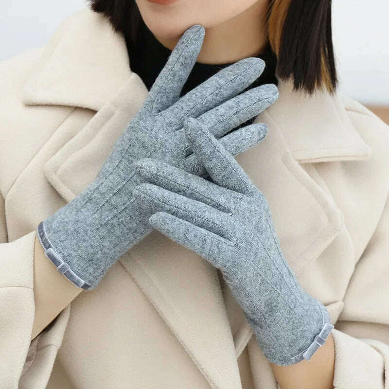 Women Cashmere Gloves Outdoor Fashion Touch Screen Gloves Autumn Winter Cute Furry Warm Mitts Full Finger Mittens Female Gloves - KIMLUD