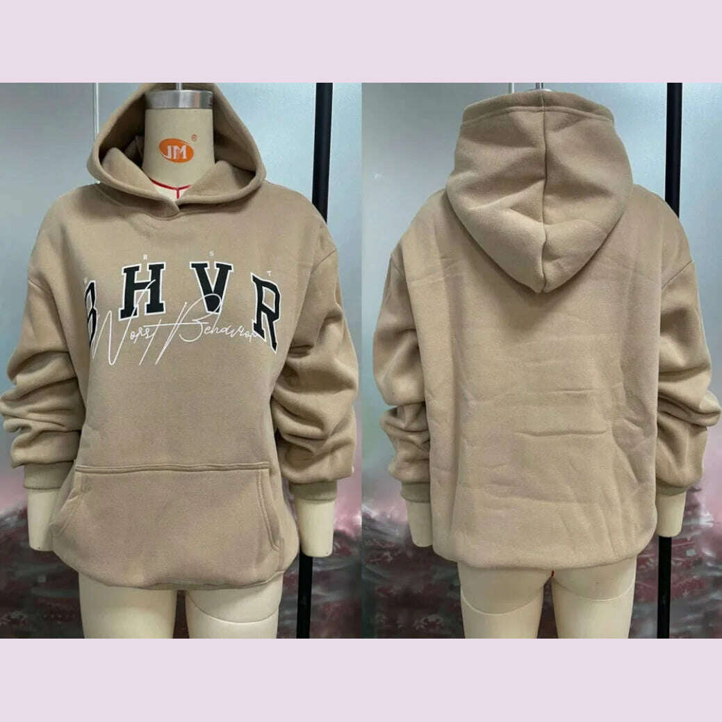 Women Casual Hoodie BHVR Game Letter Printing Plus Velvet Warm Long Sleeve Streetwear Sweater In Autumn Winter Grunge Oversized - KIMLUD