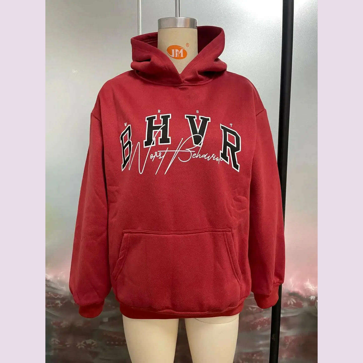 Women Casual Hoodie BHVR Game Letter Printing Plus Velvet Warm Long Sleeve Streetwear Sweater In Autumn Winter Grunge Oversized - KIMLUD