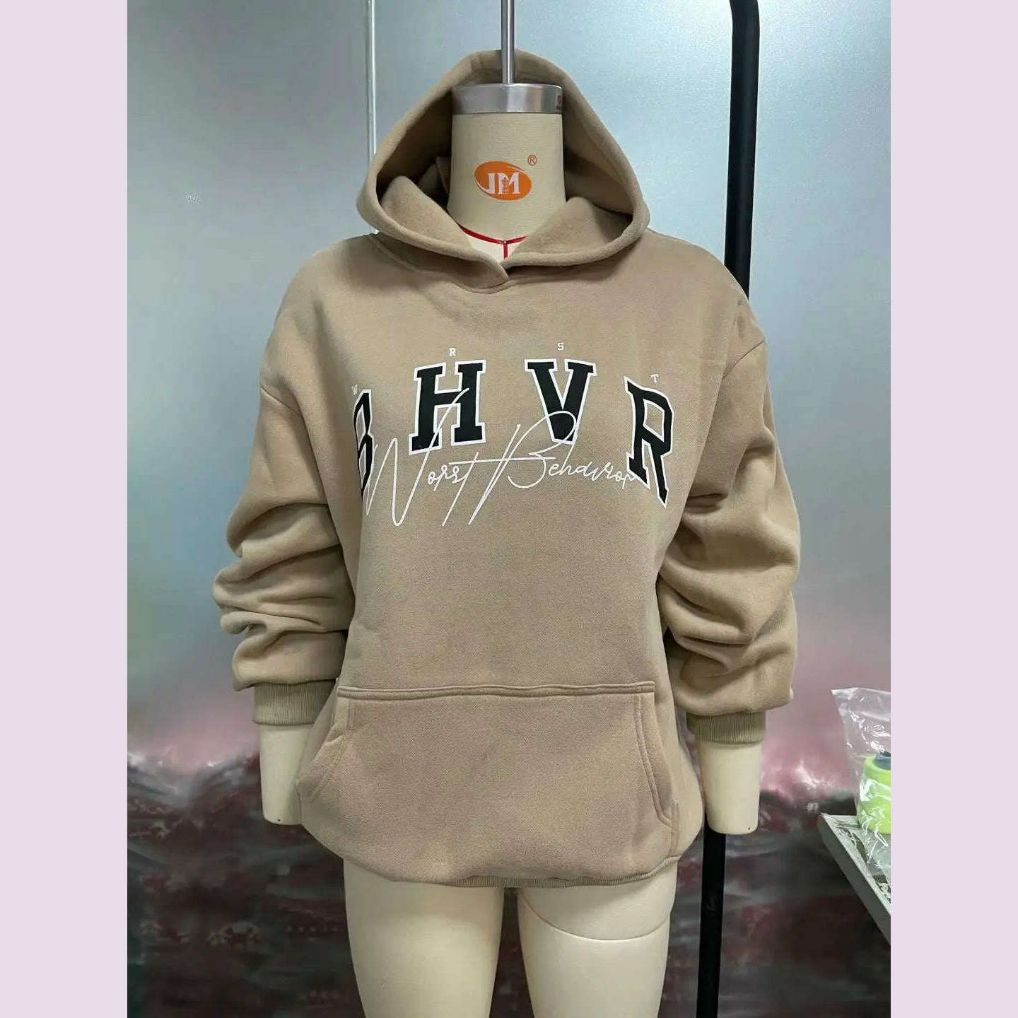 Women Casual Hoodie BHVR Game Letter Printing Plus Velvet Warm Long Sleeve Streetwear Sweater In Autumn Winter Grunge Oversized - KIMLUD