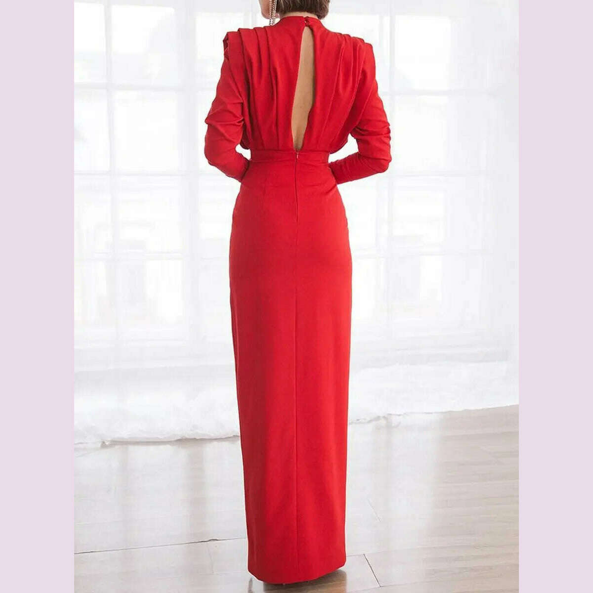 KIMLUD, Women Dress Slim Fit Sexy Turtleneck Full Sleeve Evening Long Dresses Solid High Waist Elegant Straight Gown Vestidos 2024, KIMLUD Womens Clothes