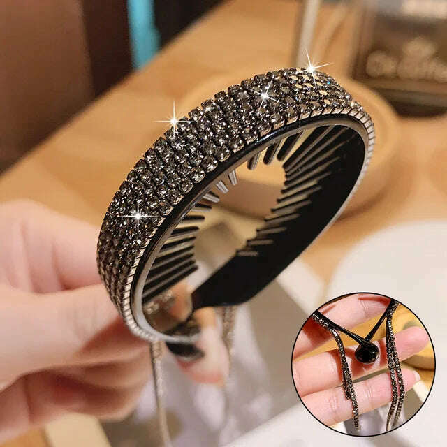 Women Elegant Luxury Rhinestone Hair Claws Crystal Tassel Ponytail Hairpin Hair Accessories for Wedding Party - KIMLUD