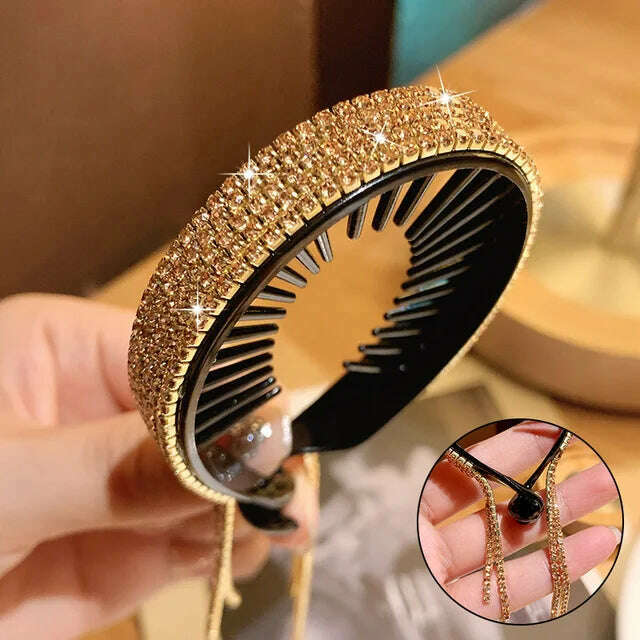 Women Elegant Luxury Rhinestone Hair Claws Crystal Tassel Ponytail Hairpin Hair Accessories for Wedding Party - KIMLUD