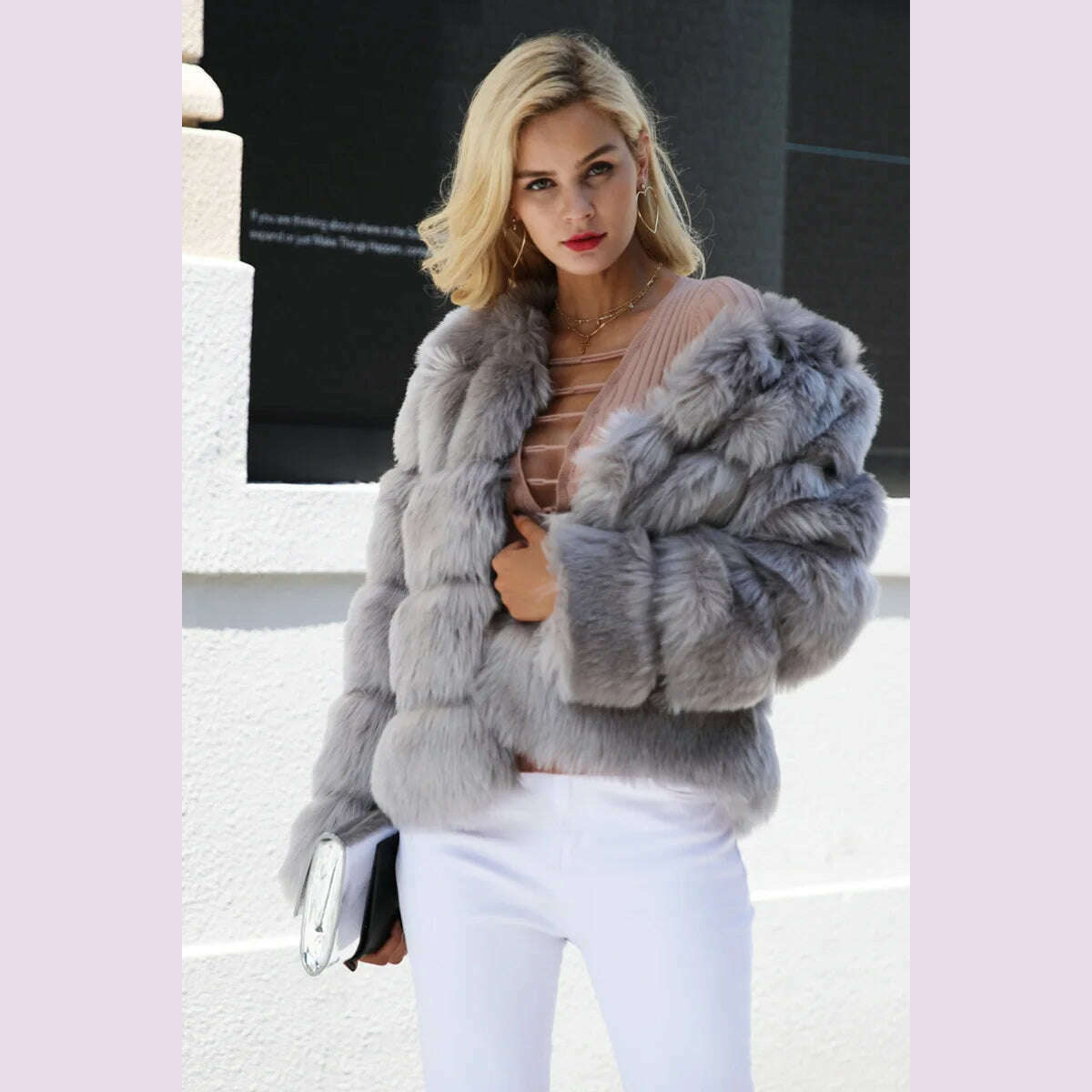 KIMLUD, Women Faux Fur Coat Autumn Winter High Quality Fluffy Short Coat Faux Fur Jacket Ladies furry Fashion Tops, KIMLUD Womens Clothes