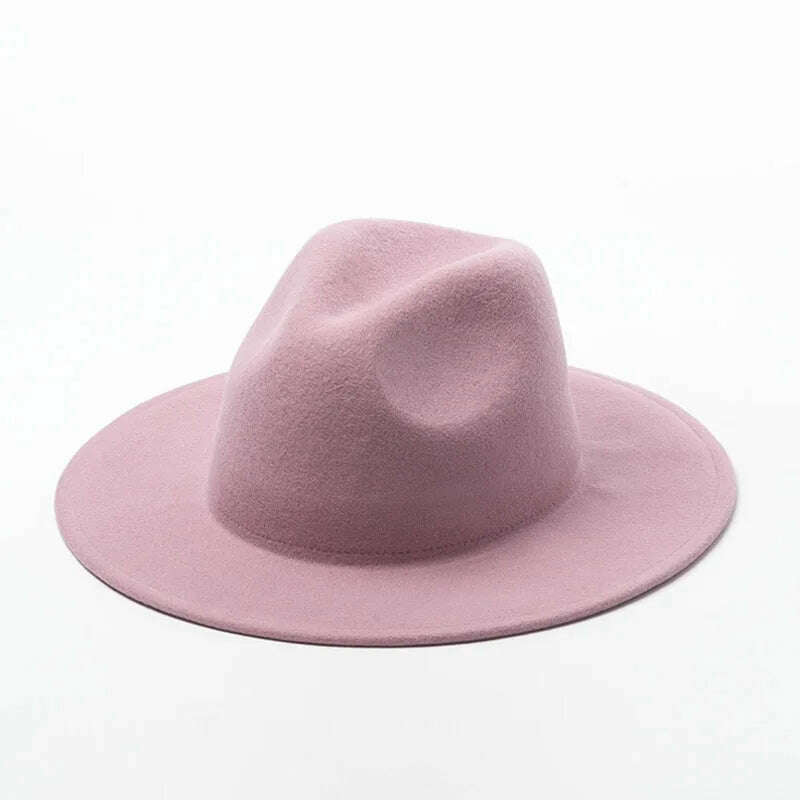 KIMLUD, Women Fedora Hat 100% Wool Wide Brim Felt Hats Winter Trilby Cap Crushable Pork Pie Hat Ladies Floppy Church Wedding Hat Base, Purple Pink, KIMLUD APPAREL - Womens Clothes