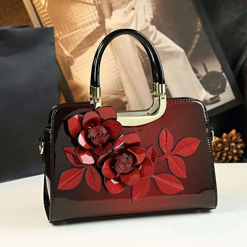 KIMLUD, Women Handbags Party Wallets Wedding Purses Totes Patent Leather Satchel  For  Shoulder Bags Luxury Brand Bag, Red, KIMLUD APPAREL - Womens Clothes