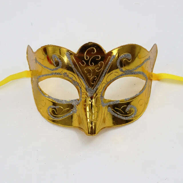 KIMLUD, Women Masks Female Leather Mask Half Face Fox Cosplay Leather Halloween Party Ball Punk Adult Game Toys Supplies, Gold, KIMLUD APPAREL - Womens Clothes