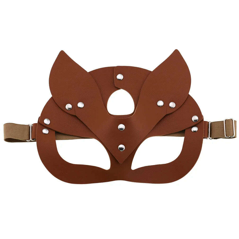 KIMLUD, Women Masks Female Leather Mask Half Face Fox Cosplay Leather Halloween Party Ball Punk Adult Game Toys Supplies, 3, KIMLUD APPAREL - Womens Clothes