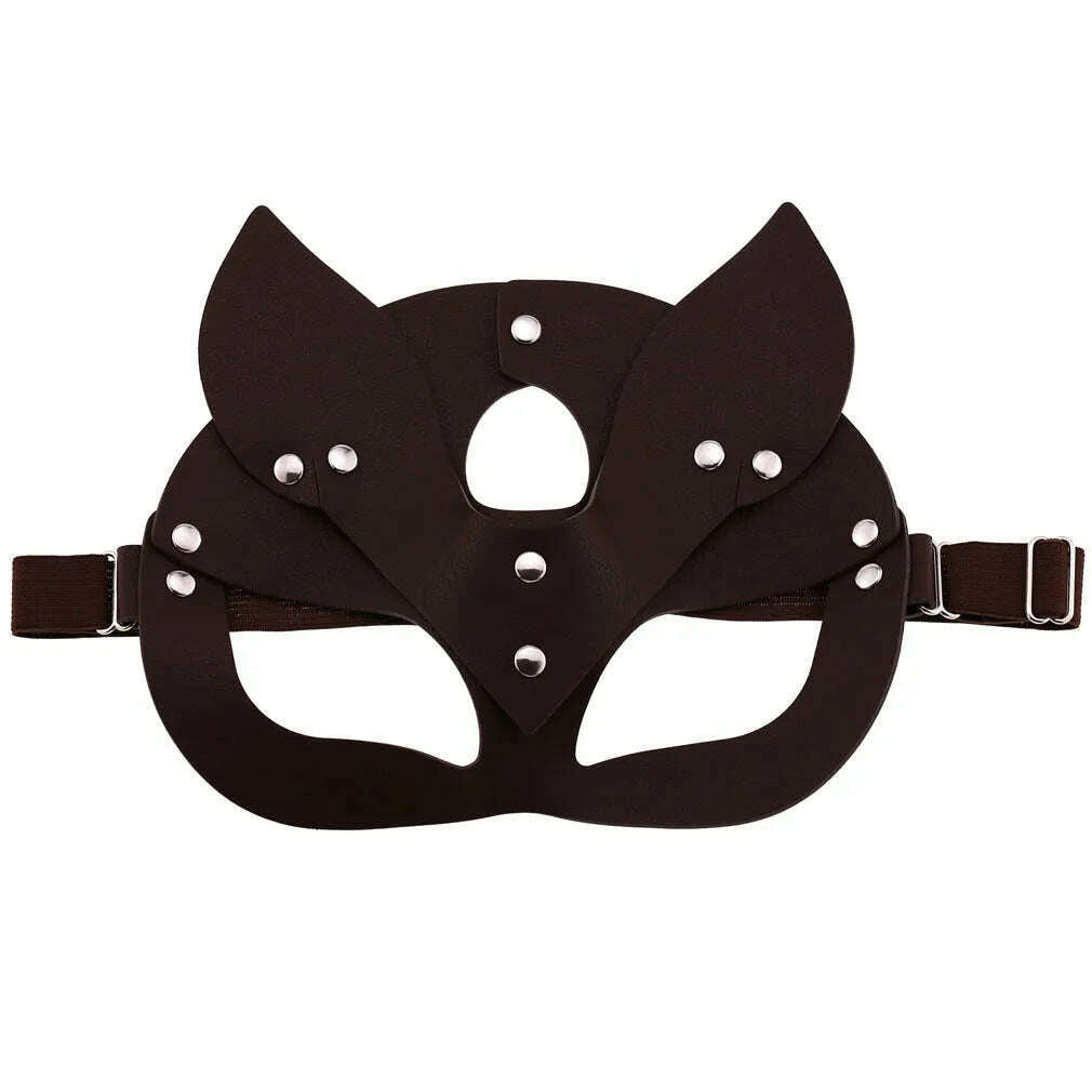 KIMLUD, Women Masks Female Leather Mask Half Face Fox Cosplay Leather Halloween Party Ball Punk Adult Game Toys Supplies, 4, KIMLUD APPAREL - Womens Clothes