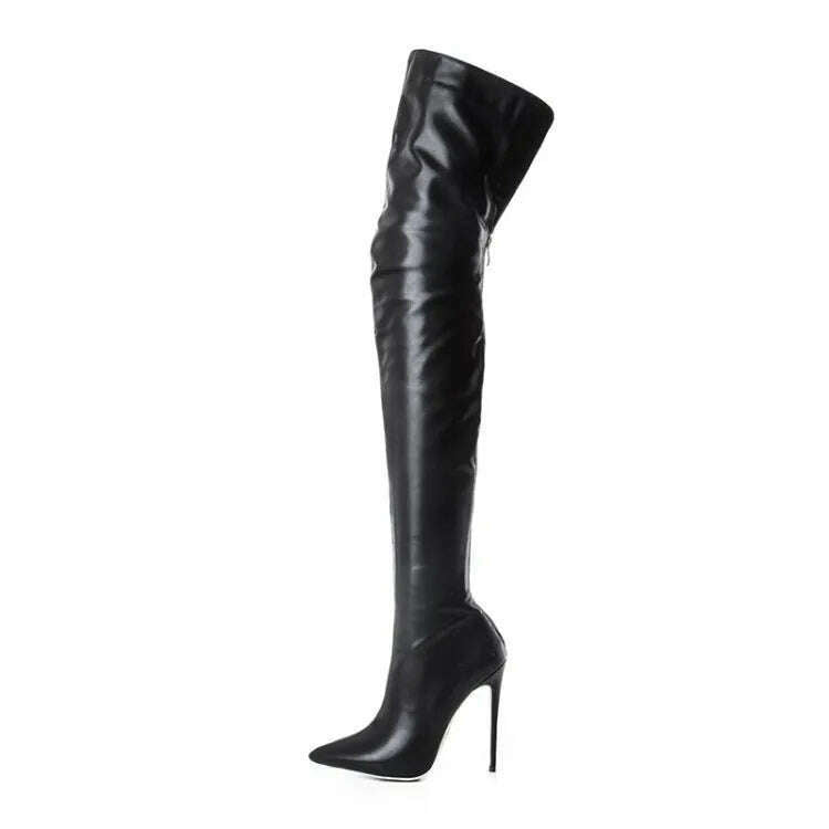 KIMLUD, Women Over The Knee Boots Female Zip Sexy Black Long Boots Woman Thin Heel Ladies Pointed Toe Party Boots Women's Autumn Shoes88, KIMLUD Womens Clothes