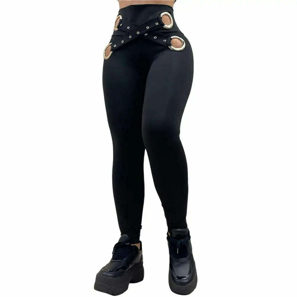 KIMLUD, Women Pencil Pants High Waist Hollow Out Dressing Ladies Tight Trousers Sexy Leggings   Women Long Pants  for Work, Black / S / China, KIMLUD APPAREL - Womens Clothes