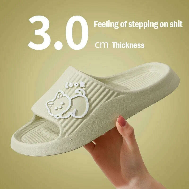 KIMLUD, Women  Slippers Thick Sole Summer Men Beach Slides Bathroom Anti-Slip Slipper Soft Sandals Fashion Flip-Flops Ultra-Light Shoes, C-3cm-Green / 36-37, KIMLUD APPAREL - Womens Clothes