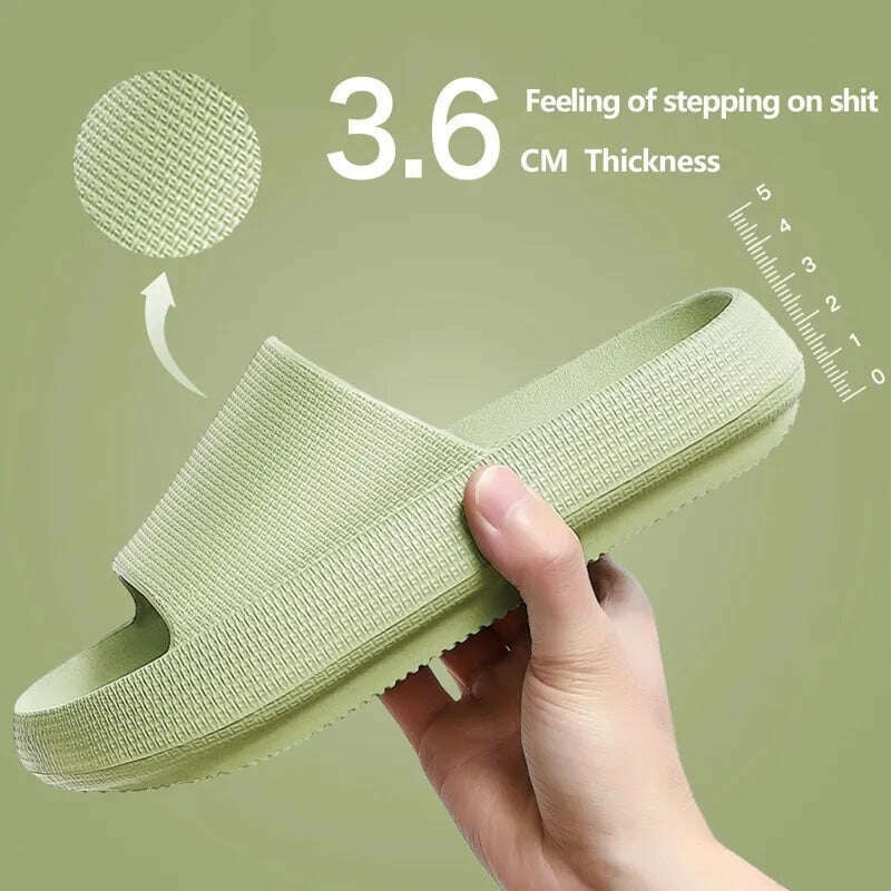 KIMLUD, Women  Slippers Thick Sole Summer Men Beach Slides Bathroom Anti-Slip Slipper Soft Sandals Fashion Flip-Flops Ultra-Light Shoes, A-3.6cm-Green / 36-37, KIMLUD APPAREL - Womens Clothes