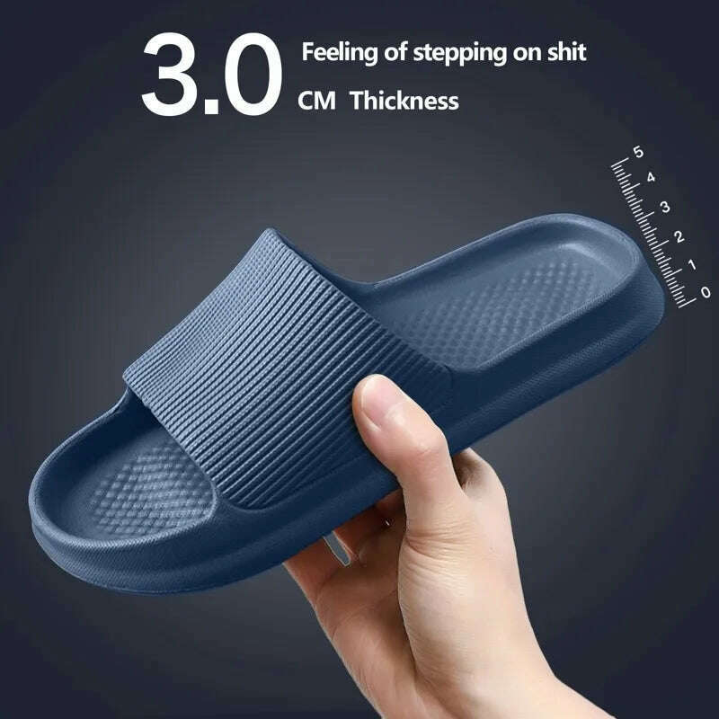 KIMLUD, Women  Slippers Thick Sole Summer Men Beach Slides Bathroom Anti-Slip Slipper Soft Sandals Fashion Flip-Flops Ultra-Light Shoes, D-3cm-Navy / 36-37, KIMLUD APPAREL - Womens Clothes