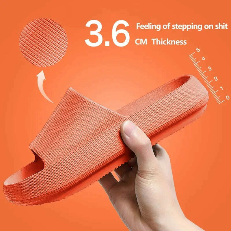 KIMLUD, Women  Slippers Thick Sole Summer Men Beach Slides Bathroom Anti-Slip Slipper Soft Sandals Fashion Flip-Flops Ultra-Light Shoes, A-3.6cm-Orange / 36-37, KIMLUD APPAREL - Womens Clothes