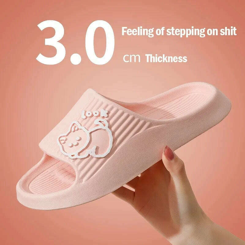 KIMLUD, Women  Slippers Thick Sole Summer Men Beach Slides Bathroom Anti-Slip Slipper Soft Sandals Fashion Flip-Flops Ultra-Light Shoes, C-3cm-Pink / 36-37, KIMLUD APPAREL - Womens Clothes