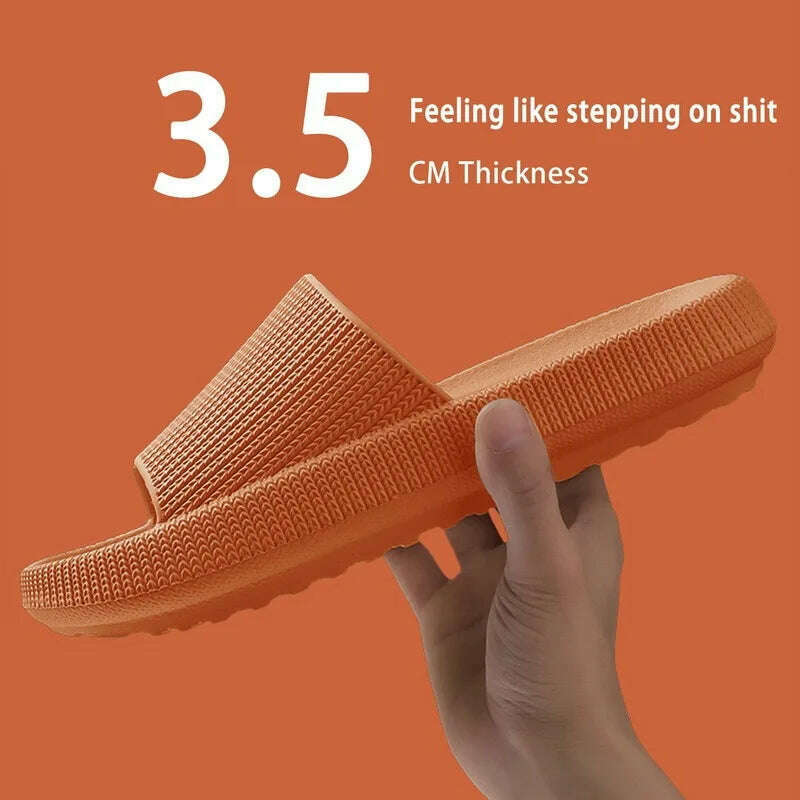 KIMLUD, Women  Slippers Thick Sole Summer Men Beach Slides Bathroom Anti-Slip Slipper Soft Sandals Fashion Flip-Flops Ultra-Light Shoes, B-3.5CM-Orange / 36-37, KIMLUD APPAREL - Womens Clothes