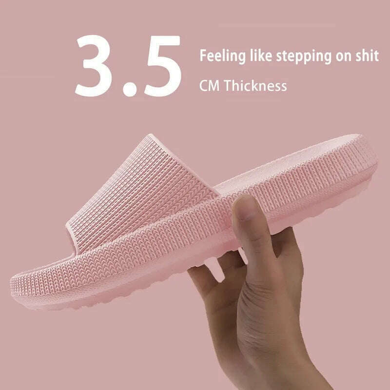 KIMLUD, Women  Slippers Thick Sole Summer Men Beach Slides Bathroom Anti-Slip Slipper Soft Sandals Fashion Flip-Flops Ultra-Light Shoes, B-3.5CM-Pink / 36-37, KIMLUD APPAREL - Womens Clothes